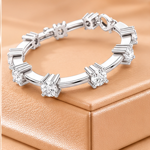 Pulsera de Diamantes con Corte Brillante, Plateada en Plata con Oro Amarillo de 14 Quilates, Certificada por IGI, Joyería Nupcial Elegante y Minimalista, Regalo para - Product Image 4