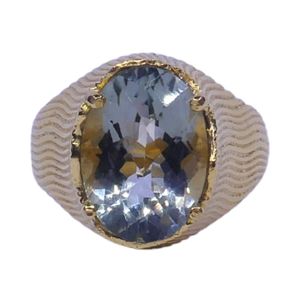 Gemvanity 925 Sterling Silver Classic Vintage <b>Gold</b> <b>Cocktail</b> <b>Ring</b> with Channel Set Amethyst Stone Unisex Everyday Wear - Product Image 2