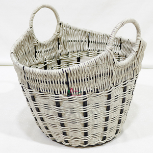 Cesta de Lavandería Multifuncional Rústica de Plástico Tejida a Mano, Ecológica, con Asas Redondas - Product Image 5