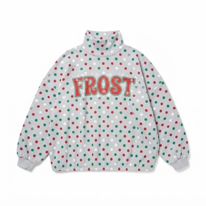 Premium Wear Women Winter Christmas Sweatshirt Dress Mock Neck Polka Dot Collar Cuff Hem Oversized Long Sleeve Holiday Pullover - Product Image 3