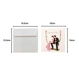 Vietnamese Quilling Card Couple Wedding Design <b>Handmade</b> 3D Greeting Card Envelope Wedding Luxury Couple Wedding Theme <b>Paper</b> - Product Image 2