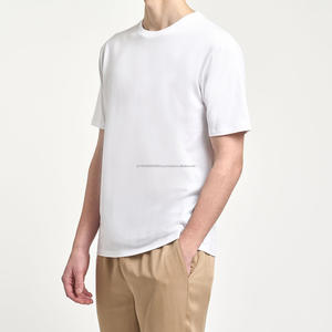 เสื้อยืดพิมพ์ลายกราฟิกโลโก้ตามสั่ง OEM ขายส่ง เสื้อยืดผ้าฝ้าย 100% สำหรับผู้ชาย เสื้อยืดสีขาวล้วน เสื้อยืดเปล่าสำหรับผู้ชายแบบกำหนดเอง - Product Image 2