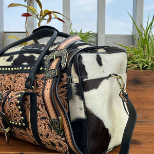 High Quality Hand Tooled <b>Leather</b> Travel Duffle <b>Bag</b> Cowhide Luggage <b>Bag</b> for <b>Men</b> & Women Genuine <b>Leather</b> Duffle at Wholesale Price - Product Image 3
