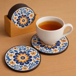 Handmade MDF Enamel <b>Coaster</b> <b>Set</b> With Luxury Artistic Pattern For Home Decoration And Corporate Gift Collection - Product Image 1