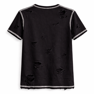 T-shirt Streetwear Homme Oversize Déchiré et Vieilli avec Strass, 100% Coton Respirant et Écologique – Meilleure Vente - Product Image 4