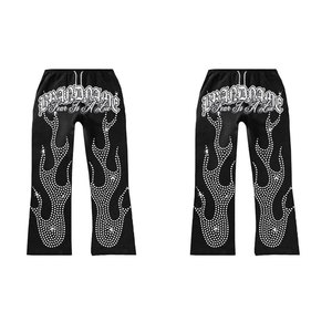 Chándal de invierno personalizado con estampado de ropa urbana, pedrería sólida, bordado desgastado y pantalones de chándal con parche de piedra efecto descolorido por el sol - Product Image 3