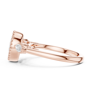 Anillo de compromiso de moissanita con corte de pera color D, halo de milgrain, oro rosa sobre plata de ley, anillo nupcial para mujer - Product Image 3