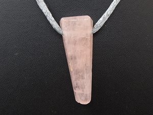 Natural Rose Quartz Sideways <b>Drill</b> Pendant - Smooth Polished Fancy Shape Loose Gemstone for Jewelry Making - 3MM Large Hole <b>Pink</b> - Product Image 5