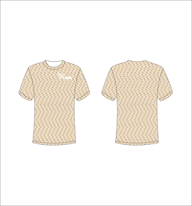 T-shirt personnalisé sublimé imprimé intégralement motif pois beige et bleu unisexe col rond respirant en polyester Ferocious Clothing - Product Image 1