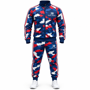 Ensemble de survêtement camouflage pour homme RONAL SPORTS, manches longues, col montant, style sportif, polyester, séchage rapide, imprimé - Product Image 1