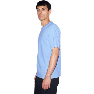 T-shirt décontracté pour homme, bleu clair, coupe classique, manches longues, col rond, 100% coton, séchage rapide, respirant - Product Image 1
