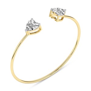 Bracelet jonc flexible en or rose/jaune/blanc 14 carats de luxe avec diamants de laboratoire Amoura en forme de cœur (5 CT.) Tw. Portez des bracelets - Product Image 4