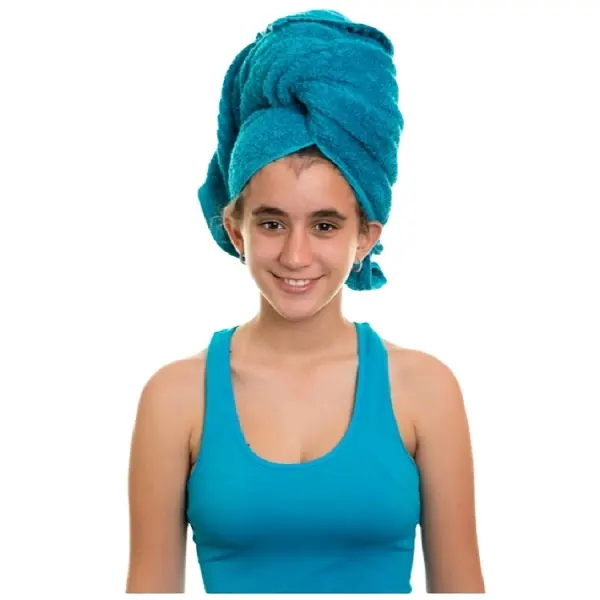 Serviettes de cheveux super absorbantes 100% coton Zero Twist Wrap Serviette de cheveux en coton avec bouton au prix le plus bas...