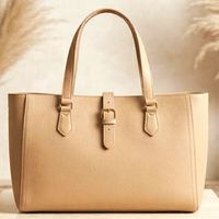 Sac fourre-tout de luxe en cuir marocain fait main Royaa, beige structuré, sac de travail à poignée supérieure, en cuir pleine fleur, fermeture éclair, 5L