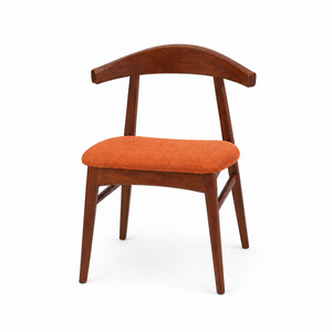 Chaise de salle à manger en bois de style moderne du milieu du siècle, siège rembourré en tissu, meubles en bois d'acajou d'Indonésie pour la maison - Product Image 1