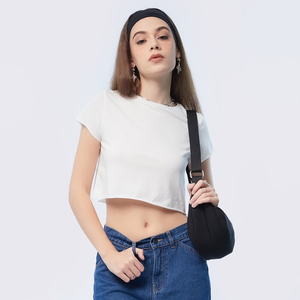 Stylish <b>women</b> crop <b>top</b> t shirt soft breathable fabric modern fit casual summer wear trendy short length tee comfortable Shirt - Product Image 4