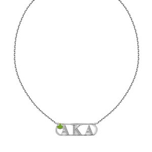 Silver Letter Pendant <b>Necklace</b> with Green Leaf Accent Fine Chain Minimalist <b>Statement</b> Women Fashion Jewelry Elegant Everyday - Product Image 2