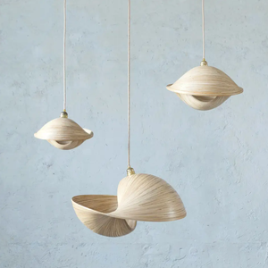 Luminaire suspendu moderne en bambou tressé, abat-jour en bois écologique pour salon et salle à manger - Product Image 6