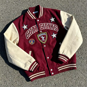 Custom Logo Front Chenille Embroidery Stand Collar <b>Patchwork</b> Streetwear Men Winter Bomber Letterman Varsity <b>Jacket</b> - Product Image 4