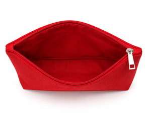 Red Jute Cosmetic Bag with Zipper Closure <b>Small</b> Size Light <b>Weight</b> Foldable Portable Vintage Style Makeup Storage - Product Image 3