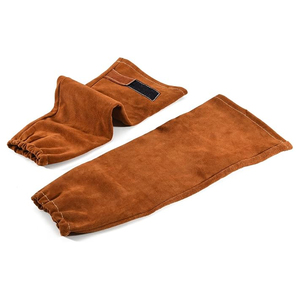 Service OEM ODM : Manches de soudeur en cuir sur mesure, couvre-bras longs avec boutons, pour applications de soudage en atelier. - Product Image 1