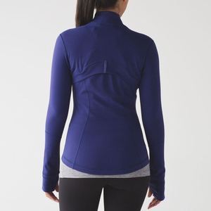 Women's Blue Fleece <b>Zip</b>-<b>Up</b> <b>Jacket</b> Sporty Stand Collar Breathable Knitted Lightweight Autumn Wear - Product Image 4