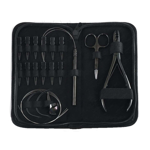 Custom Private Label Premium Hair <b>Extension</b> Kit 16Pcs Black Micro <b>Bead</b> Nano Ring Application Tools Cutting Shears Clamps Masters - Product Image 2