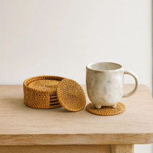 Sous-verres en rotin BOHO, nouveaux sous-verres en rotin naturel, tapis isolants pour tasses et sous-verres de haute qualité - Product Image 4
