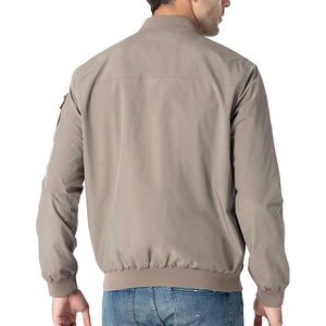 2026 Eco-Friendly <b>Men's</b> <b>White</b> With Navy Red Trim Zipper Front Casual Outerwear Breathable Bomber <b>Jacket</b> Is Available For Sale - Product Image 6