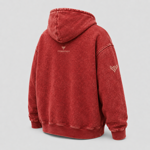 Custom Heavyweight Red Hoodie Streetwear Oversized Graphic <b>Pullover</b> <b>Mens</b> Casual Sportswear Apparel Manufacturer Bulk Supply - Product Image 3