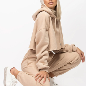 Nouveau sweat-shirt à capuche court pour femme, design personnalisé, haute qualité, hiver, manches longues, épaules tombantes, en molleton de coton - Product Image 5