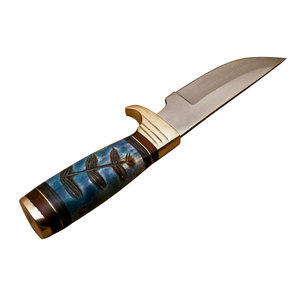 Cuchillo de Caza de Acero de Damasco de Alta Calidad, Hoja de Punta Caída de Espiga Completa, Personalizable con Lámina de Cuero, OEM, Madera de Palisandro y Hueso, 12 Pulgadas - Product Image 5