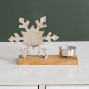 Snowflake Candle Holder Set of 2 Metal Traditional Handicraft <b>Christmas</b> Decorations - Product Image 5