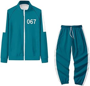 ชุดวอร์มสีเขียวอมฟ้าแบบ unisex เสื้อแจ็คเก็ตมีฮู้ดพร้อมเชือกผูก กางเกงเข้าชุด สีพื้น พิมพ์ลายดิจิทัล ระบายอากาศได้ดี น้ำหนักเบา ผลิตจากผ้าฟลีซ - Product Image 2