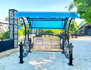 Fauteuil suspendu en fer forgé avec auvent pour jardin, parc et école - 3 places - Décoration de luxe pour la maison - Product Image 3