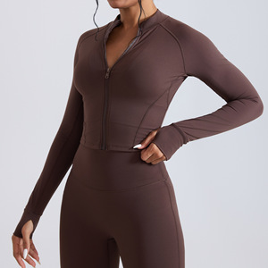 <b>Navy</b> Blue 3 Piece Yoga Set High Waist Seamless Flared Pants Deep V Neck Crop <b>Top</b> Full-Length Drawstring Jacket Breathable - Product Image 6