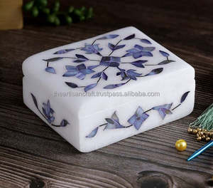 กล่องใส่เครื่องประดับลายดอกไม้แบบดั้งเดิม งานฝีมือจากช่างฝีมือ ทำด้วยมือ ลายหินอ่อน  รักษ์โลก สำหรับเก็บของ - Product Image 1