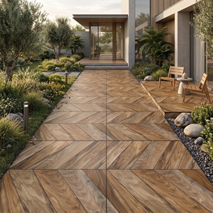 Azulejos de Porcelana Iroka Wenge de 600x600 mm, Aspecto de Madera, Color Marrón, para Interiores Residenciales y Comerciales - Product Image 3