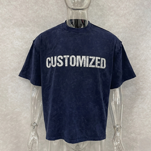 T-Shirt da Uomo Oversize Blu Navy Personalizzata con Stampa, Manica Corta, Collo Tondo, Stile Casual in Cotone Jersey - Product Image 1