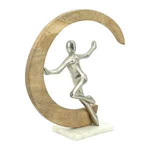 Escultura Moderna de Luna Creciente de Aluminio Plateado de 35.5cm de Alto x 10.5cm de Ancho x 36cm de Largo, Figura Decorativa Artística para Mesa, Hecha a Mano - Product Image 6