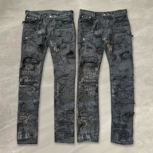 Made to Order Vintage <strong>Mens</strong> Jeans Custom Ripped Distressed <strong>Print</strong> Washed Denim Pants Street Fashion Casual <strong>Trousers</strong> High Quality - Product Image 1