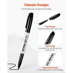 Lot de 36 stylos marqueurs noirs à pointe fine, encre permanente à séchage rapide et résistante à la décoloration, pour plastique et papier, ensemble pour un usage quotidien - Product Image 2
