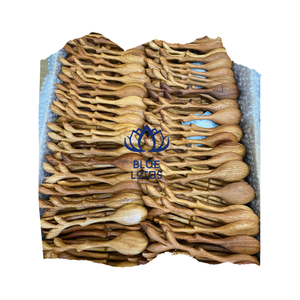 BEST SELLING Wholesale Eco Friendly Vintage Plant Pattern <b>Wooden</b> Teaspoon 5.8 Inch Small Spoons Honey Jam Condiments Dishwasher - Product Image 1