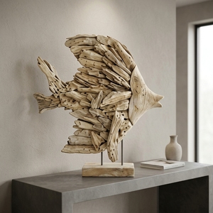 Soporte Fishdory para Escultura de Pez Dory de Madera Hecha a Mano, Arte Decorativo Rústico Costero para Mesa, Adorno para el Hogar - Product Image 3