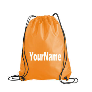 Red <b>Drawstring</b> <b>Backpack</b> With Custom Name Print Lightweight Polyester Gym Bag Unisex Casual Style - Product Image 3
