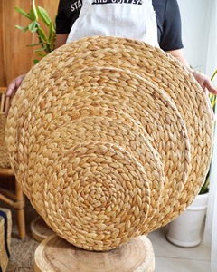 Manteles individuales hechos a mano de jacinto de agua de calabaza de Material Natural manteles tejidos rectangletype ovalados redondos - Product Image 5