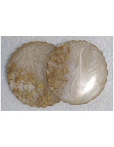 Posavasos de resina con borde dorado para bebé, posavasos de resina con purpurina, perla, Mica, blanco - Product Image 1