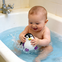 Jouets de bain pour enfants, pingouins mignons de dessin animé, jouets flottants en vinyle coloré, jouets aquatiques en caoutchouc pour bébé