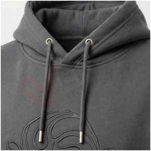 Ensemble de survêtement gris à capuche pour homme, manches longues, couleur unie, logo en relief, fermeture à cordon, tenue décontractée d'automne, coupe classique - Product Image 4