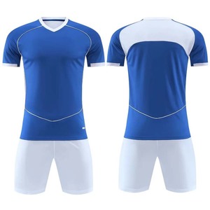 Camiseta de Fútbol para Hombre, Cuello en V, Blanca y Azul, Manga Corta, Absorbe la Humedad, Transpirable, Secado Rápido, Ajuste Atlético, Estampado Sublimado, Ropa Deportiva - Product Image 3